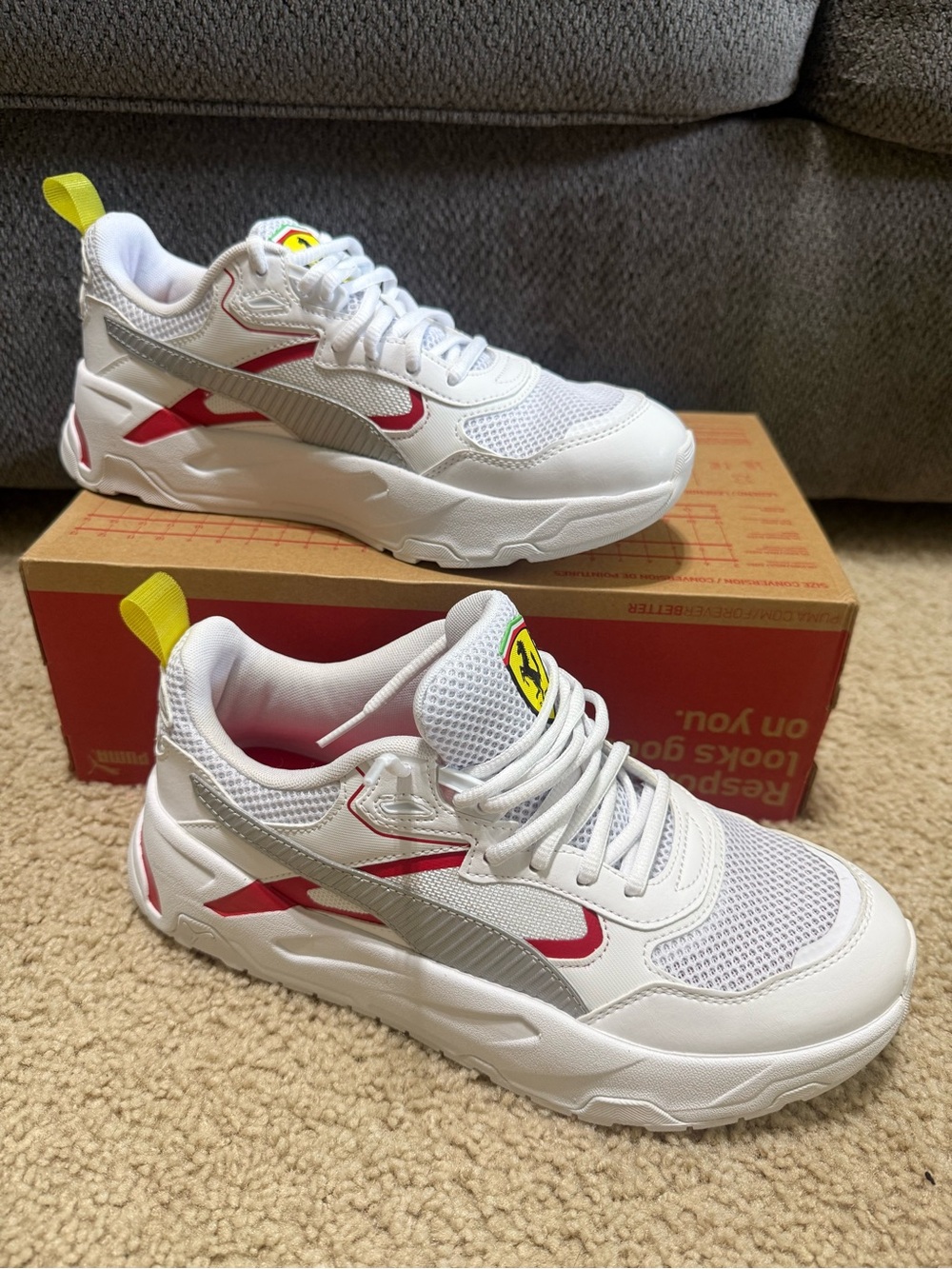 PUMA Scuderia Ferrari Trinity White Motorsports Shoes - Black - Men's Size 9.5